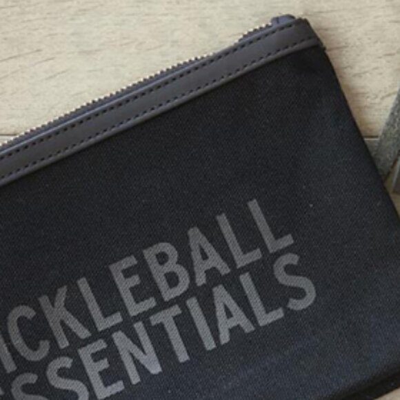 Black Canvas Pickleball Essentials Pouch Clutch Leather Trim - Picture 5 of 5
